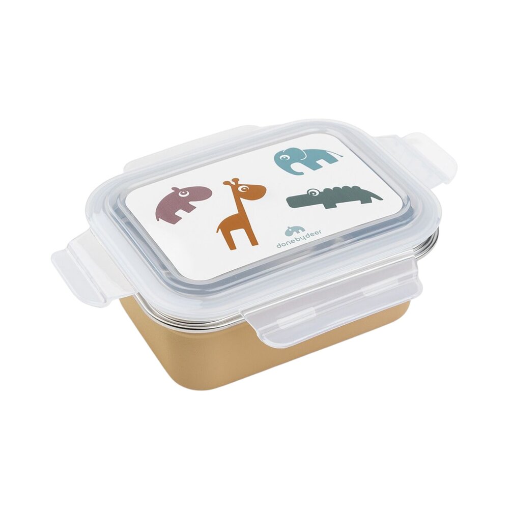 Metal lunch box Deer friends Mustard