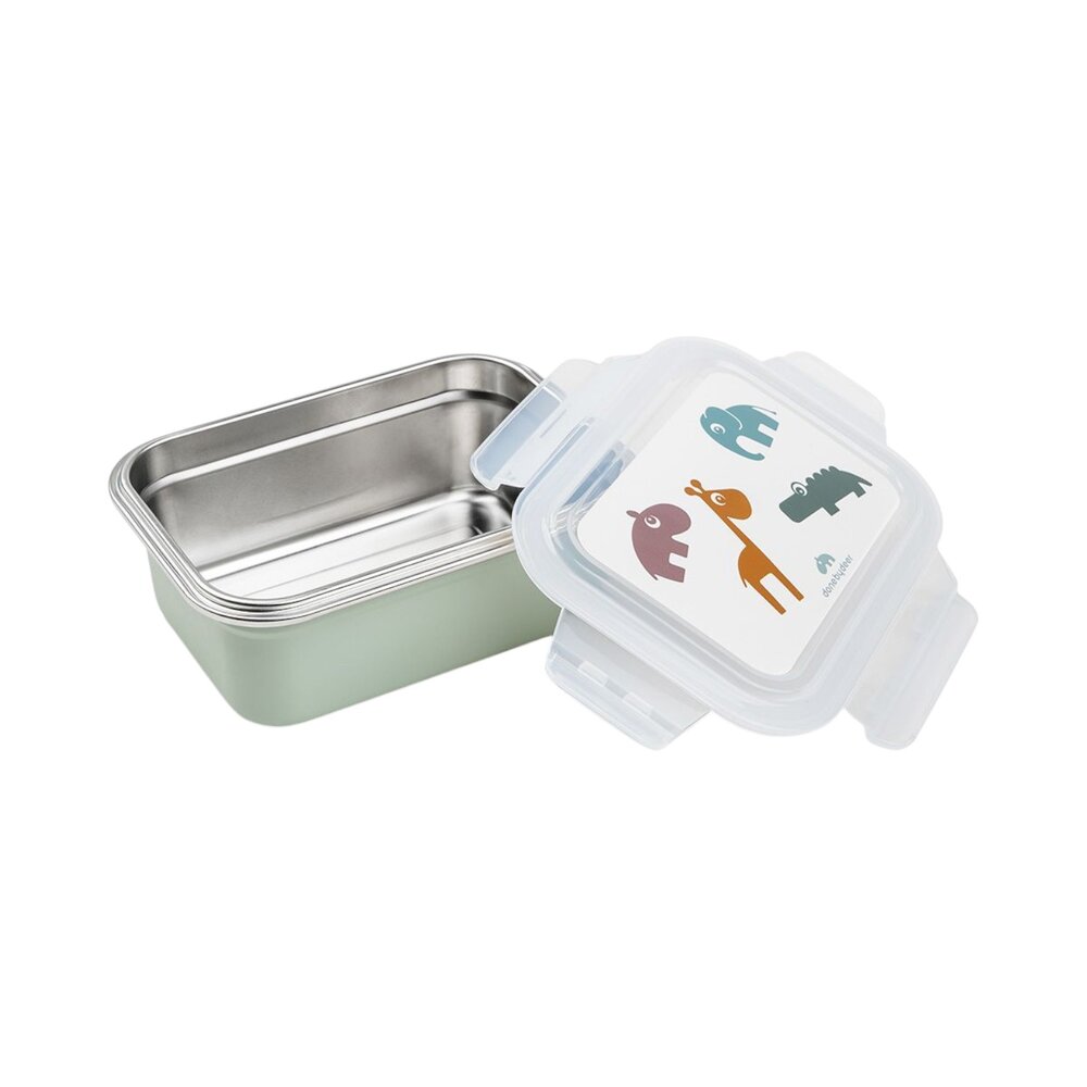 Metal lunch box Deer friends Green
