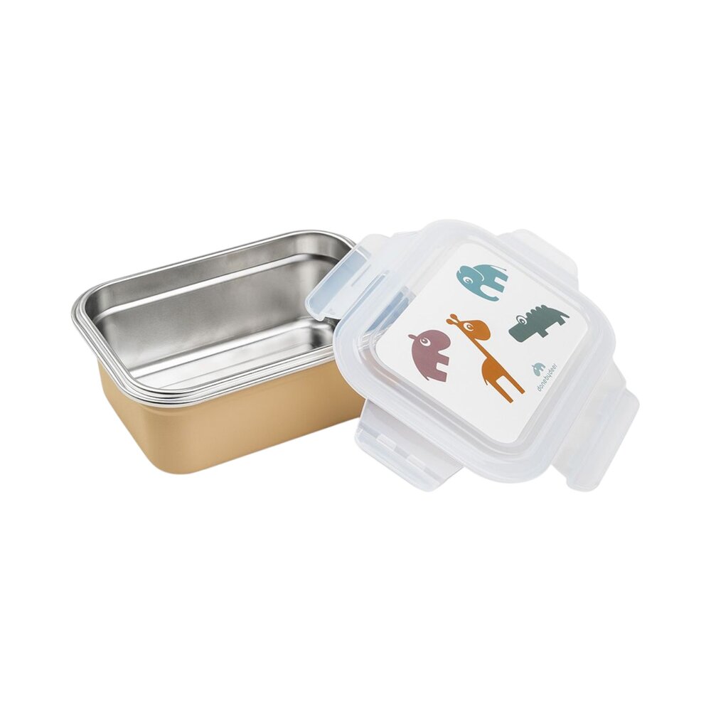 Metal lunch box Deer friends Mustard