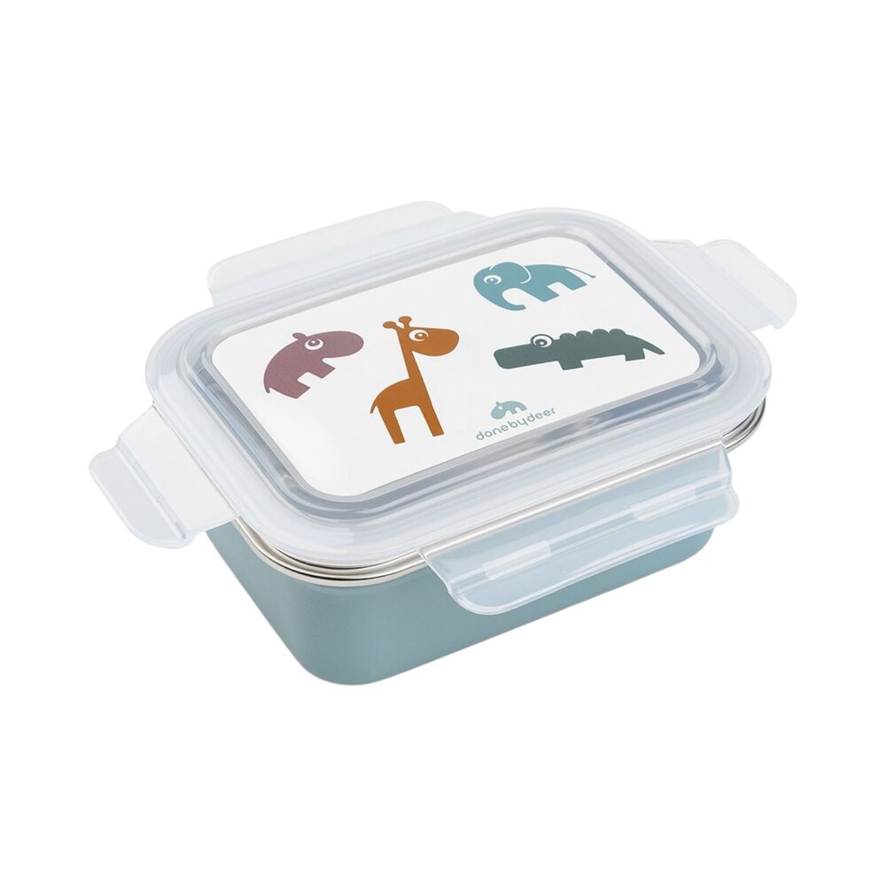 Metal lunch box Deer friends Blue