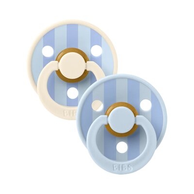 Fopspenen Latex - Rond - Studio 2-pack - T1 Block Baby Blue