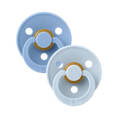 Fopspenen Latex - Rond - 2-pack T2 Sky blue/baby blue