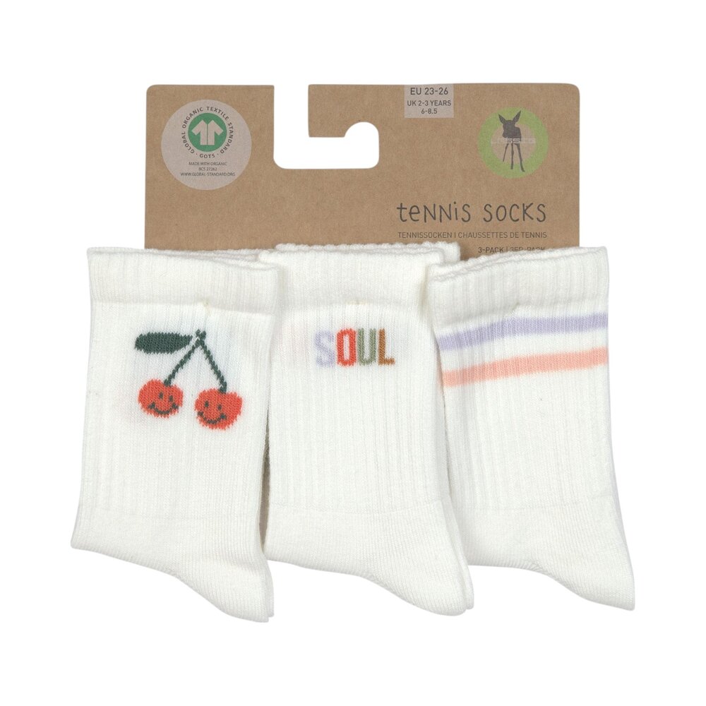 Tennis sokken 3-pack GOTS Cherry