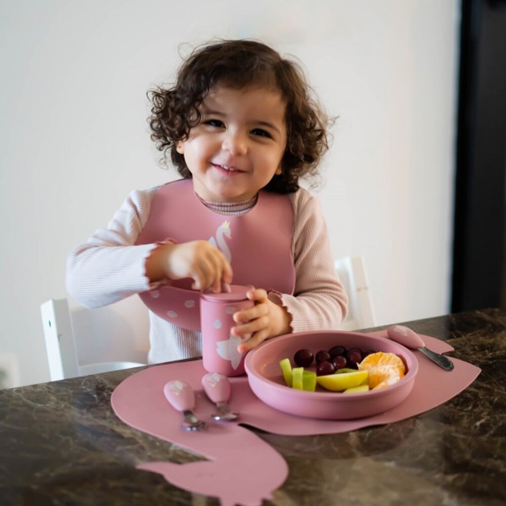 Silicone placemat Swan Dusty Rose
