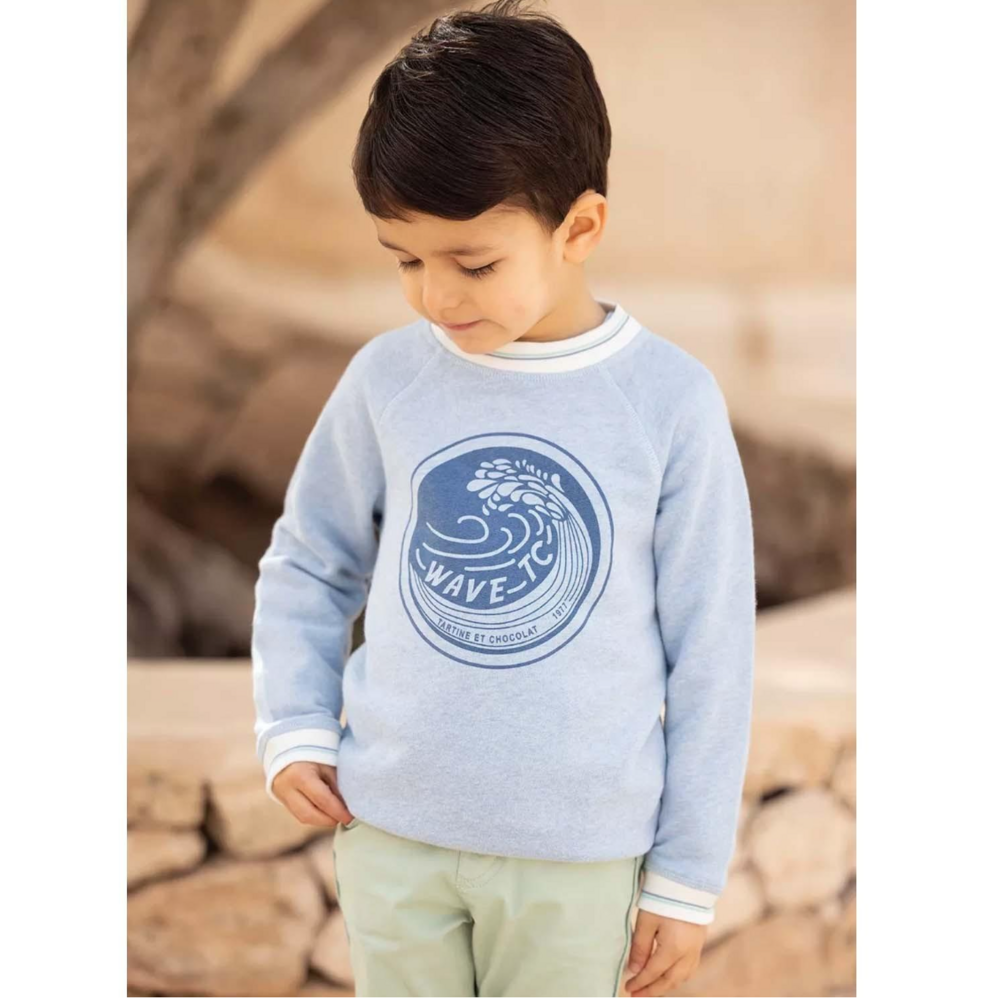 Sweater lichtblauw met print Lichtblauw