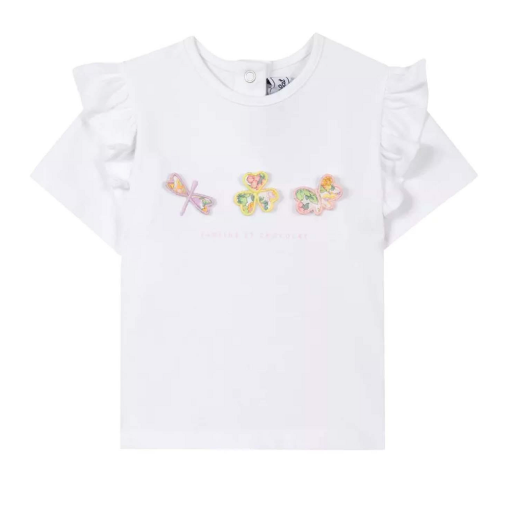 T-shirt wit met bloemetjes Wit