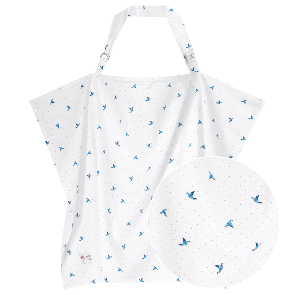 Borstvoedingsdoek Origami Birds Blue