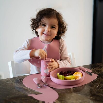 Silicone drinkbeker met rietje Swan Dusty Rose