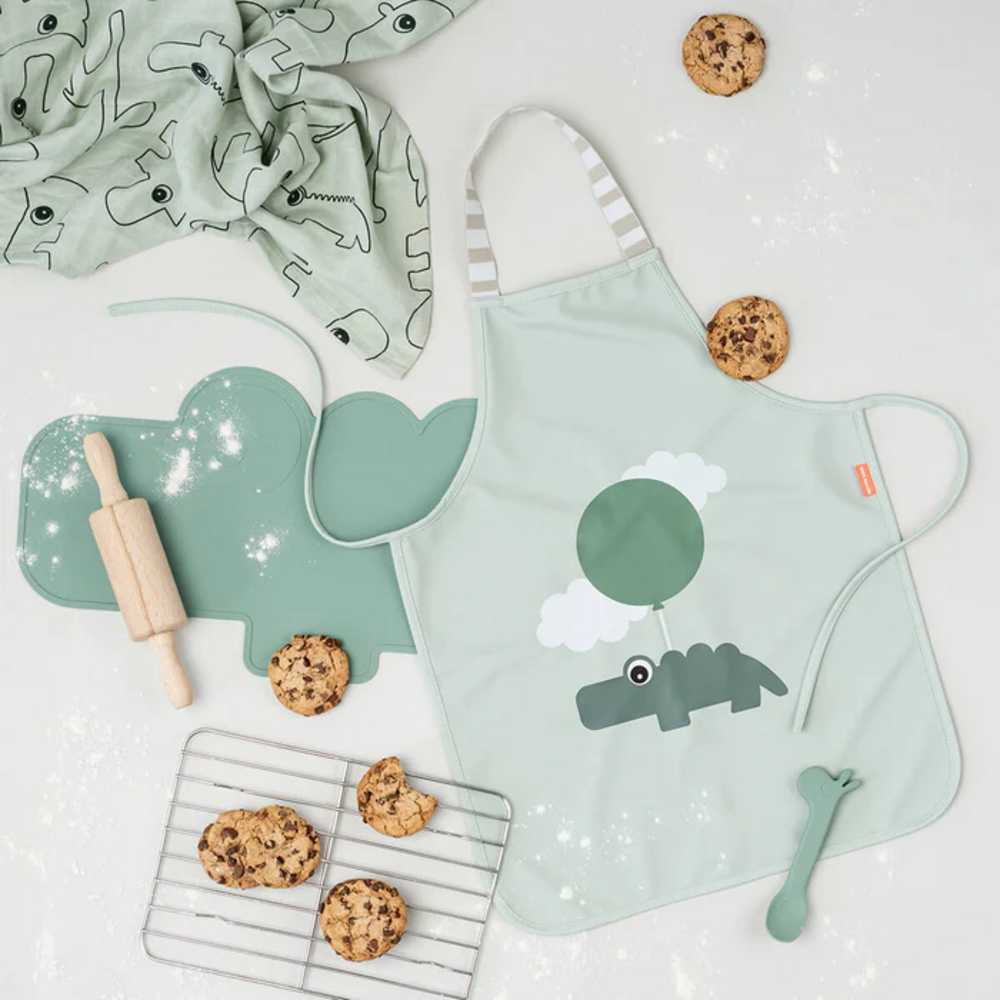 Waterproof kinderschort Happy clouds Green