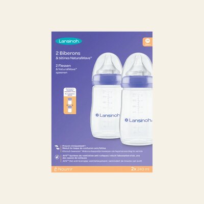 2 drinkflessen met Natural Wave speen 240 ml- PP