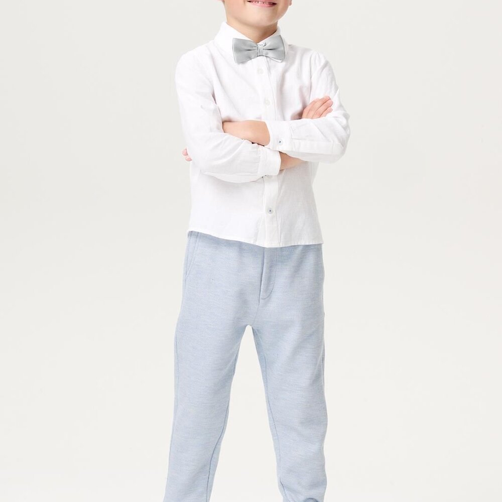 T-shirt lange mouwen Milan met strik set Blanc de Blanc
