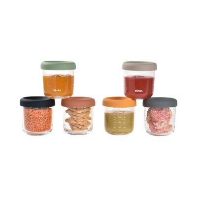 Set van 6 glazen bewaarpotjes 250 ml (Sunrise color mix)