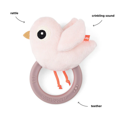 Sensory rammelaar/bijtring Birdee Powder