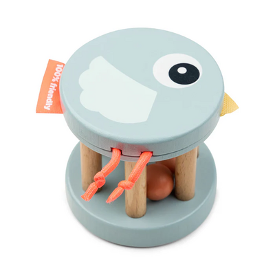 Houten rammelaar Birdee Blue