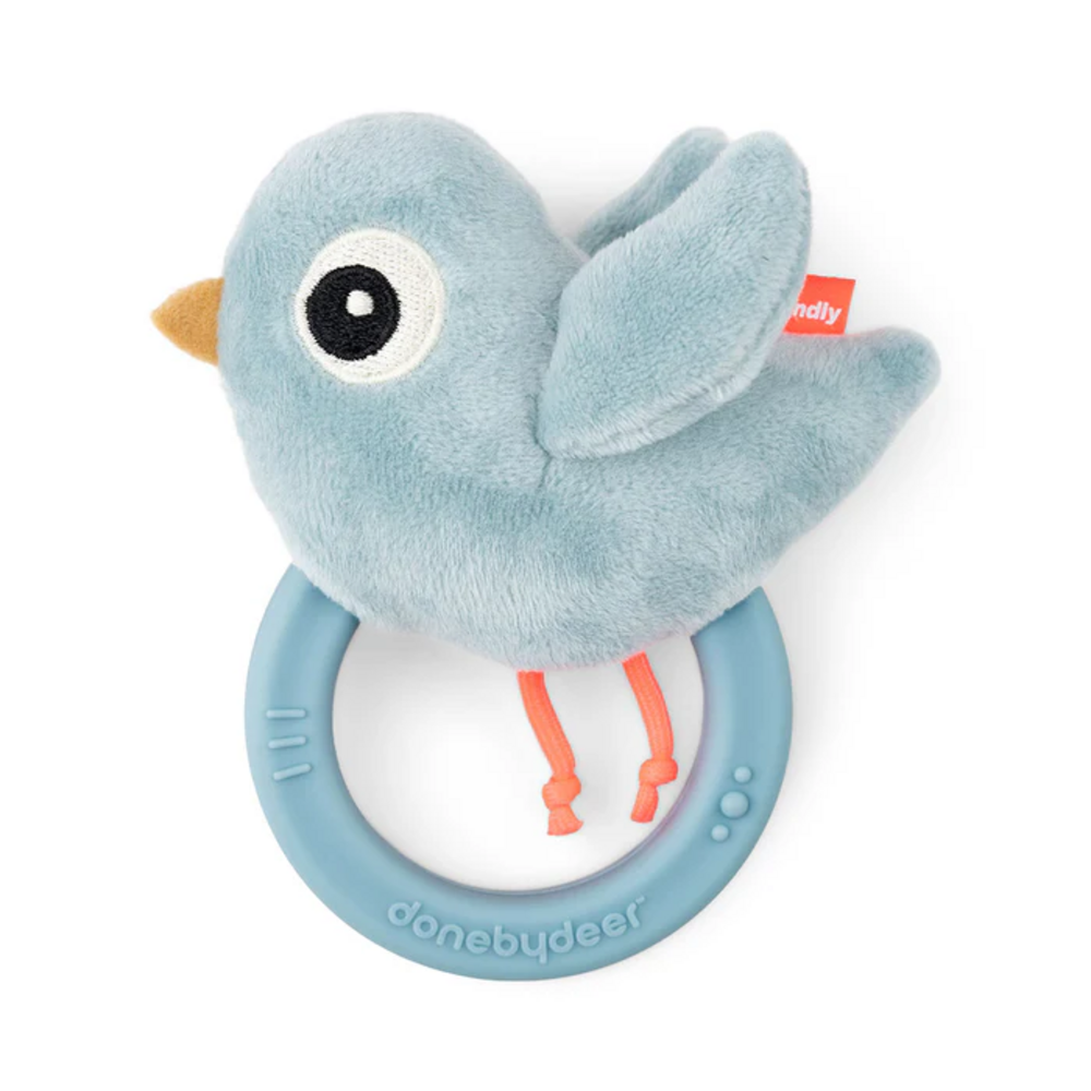 Sensory rammelaar/bijtring Birdee Blue