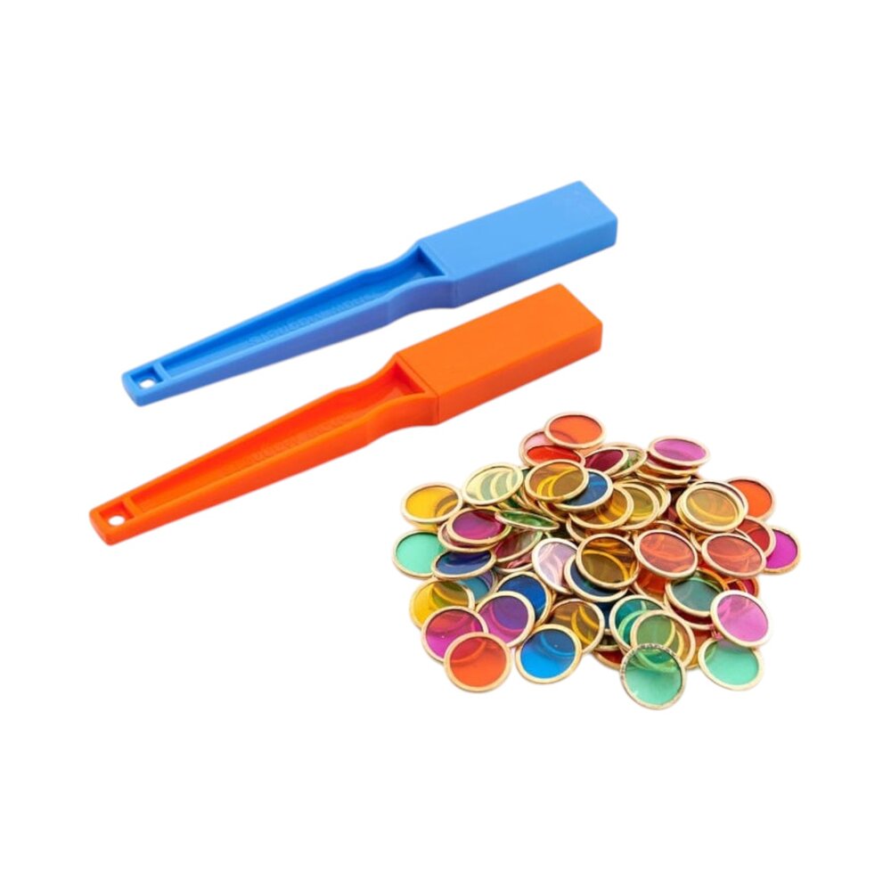 Magneetstaven 19cm (2 stuks) & Magetische chips (100 stuks)