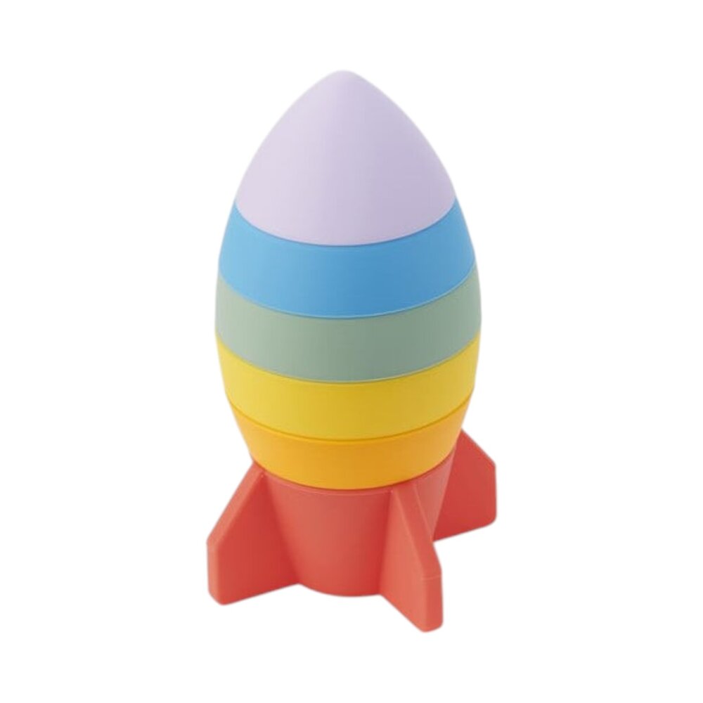 Silisoft Stapelbare Raket (Regenboog) - Pk6