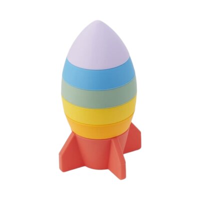Silisoft Stapelbare Raket (Regenboog) - Pk6