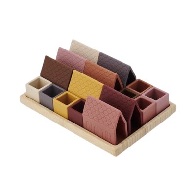 Silisoft Dorp Blokken (Aarde Kleuren) - Pk16