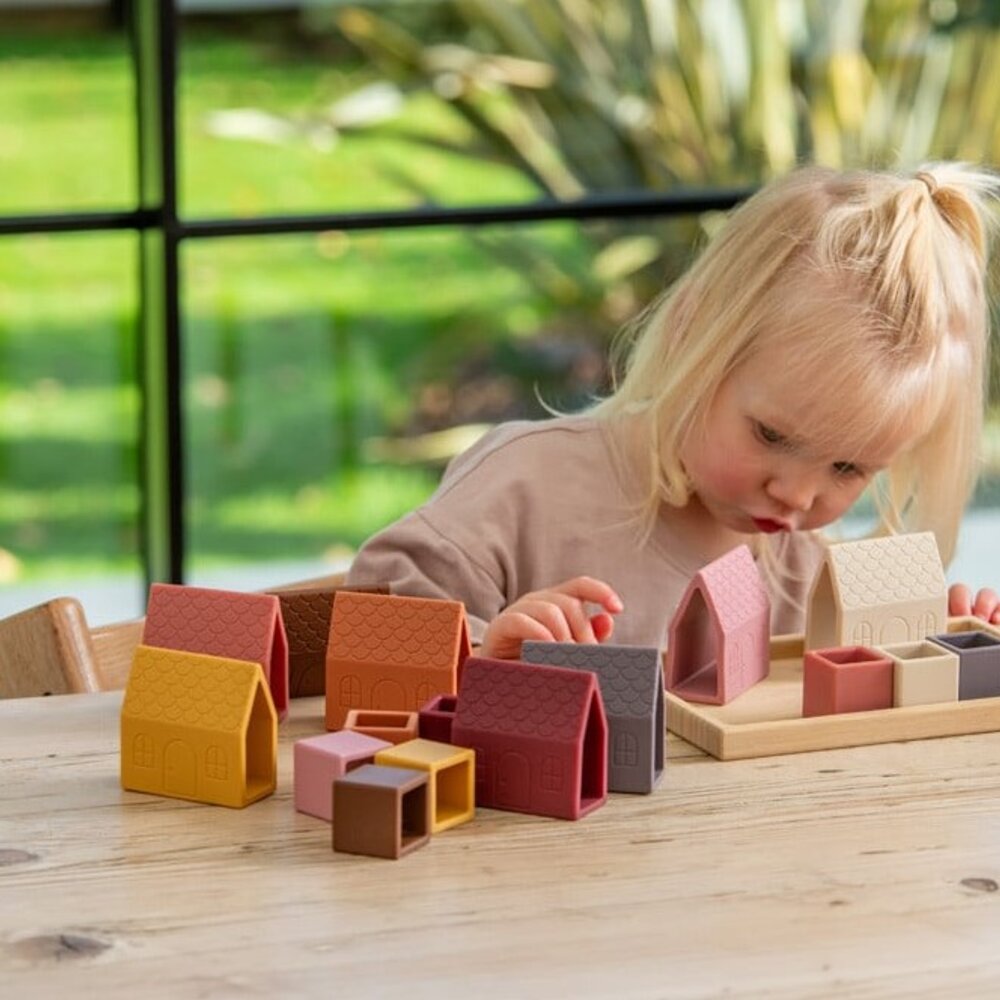 Silisoft Dorp Blokken (Aarde Kleuren) - Pk16