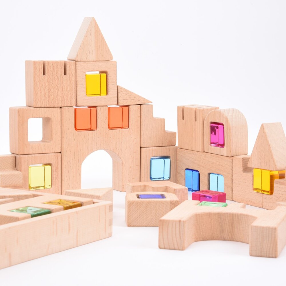 Houten Bouwstenen Met Edelstenen