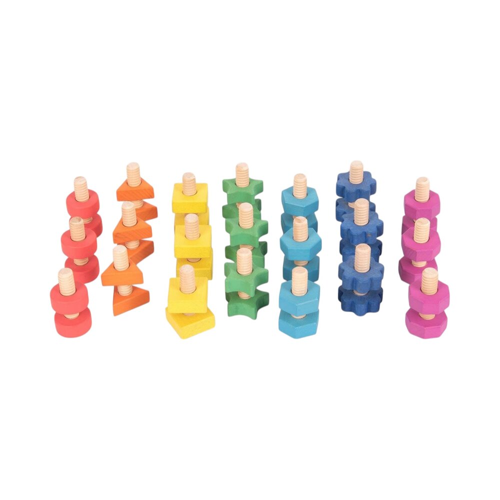 Regenboog Houten Moeren & Bouten 21 stuks