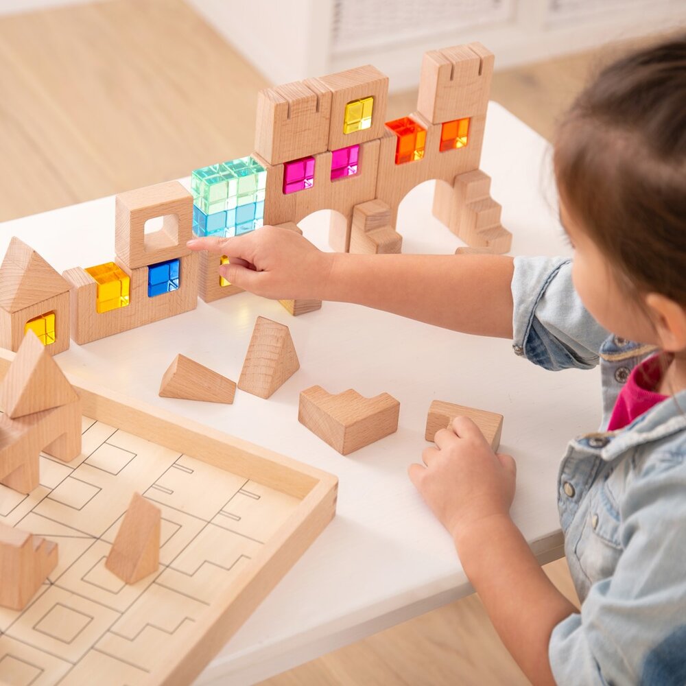 Houten Bouwstenen Met Edelstenen