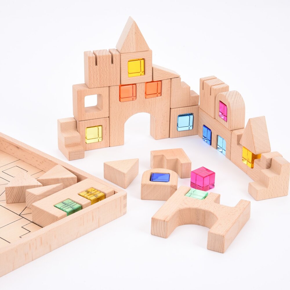 Houten Bouwstenen Met Edelstenen