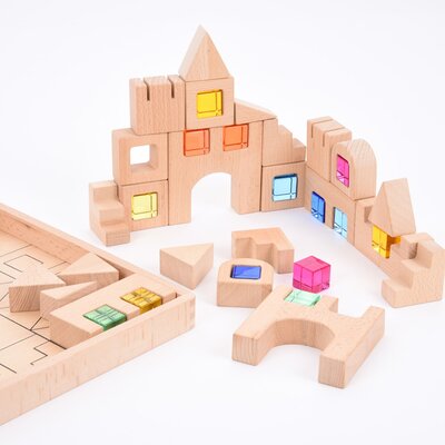 Houten Bouwstenen Met Edelstenen