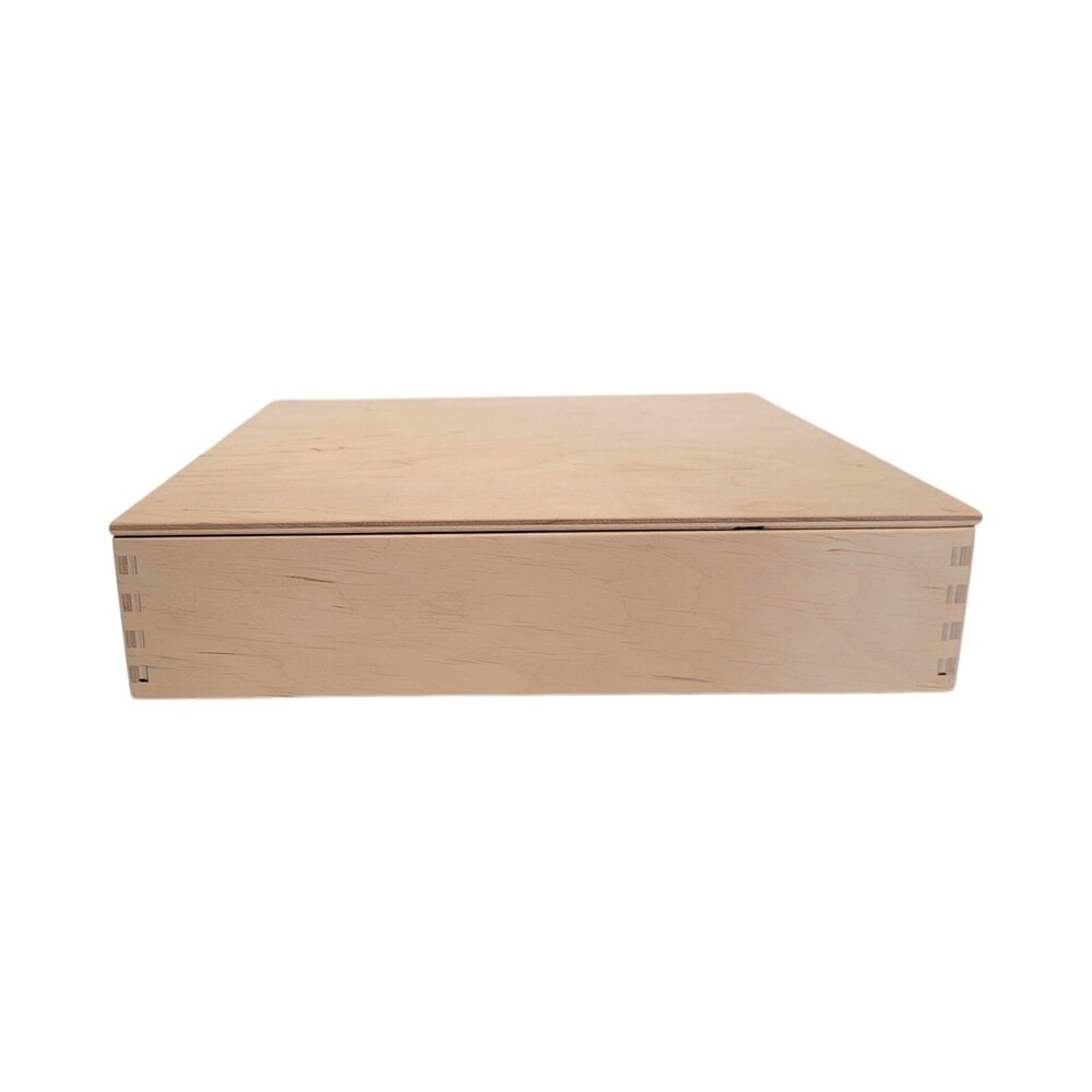 Houten speelbak met deksel (25x25x5 cm)