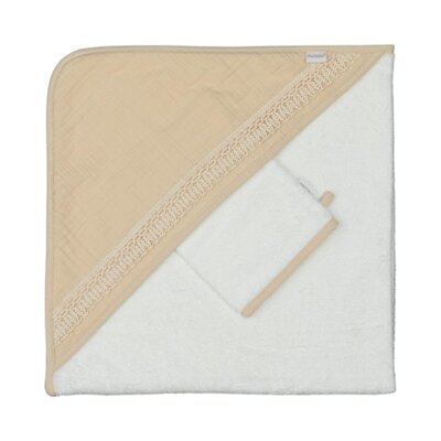 Badcape + Washand Boho 80X80 cm Sand