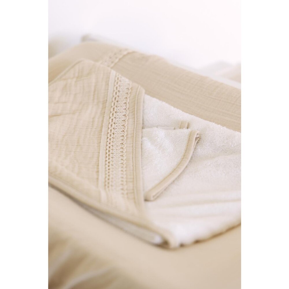 Badcape + Washand Boho 80X80 cm Sand