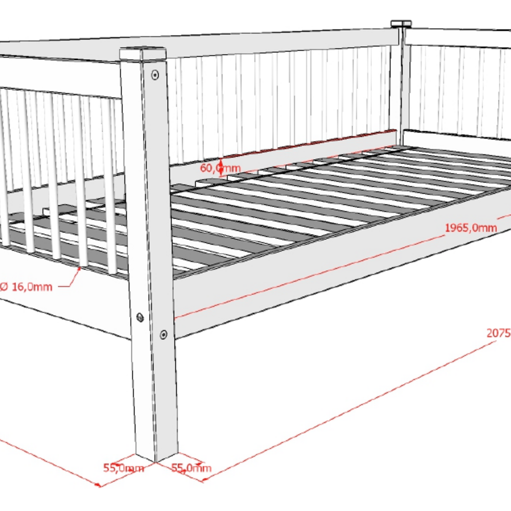Forrest kajuitbed 90 X 200 cm Wit