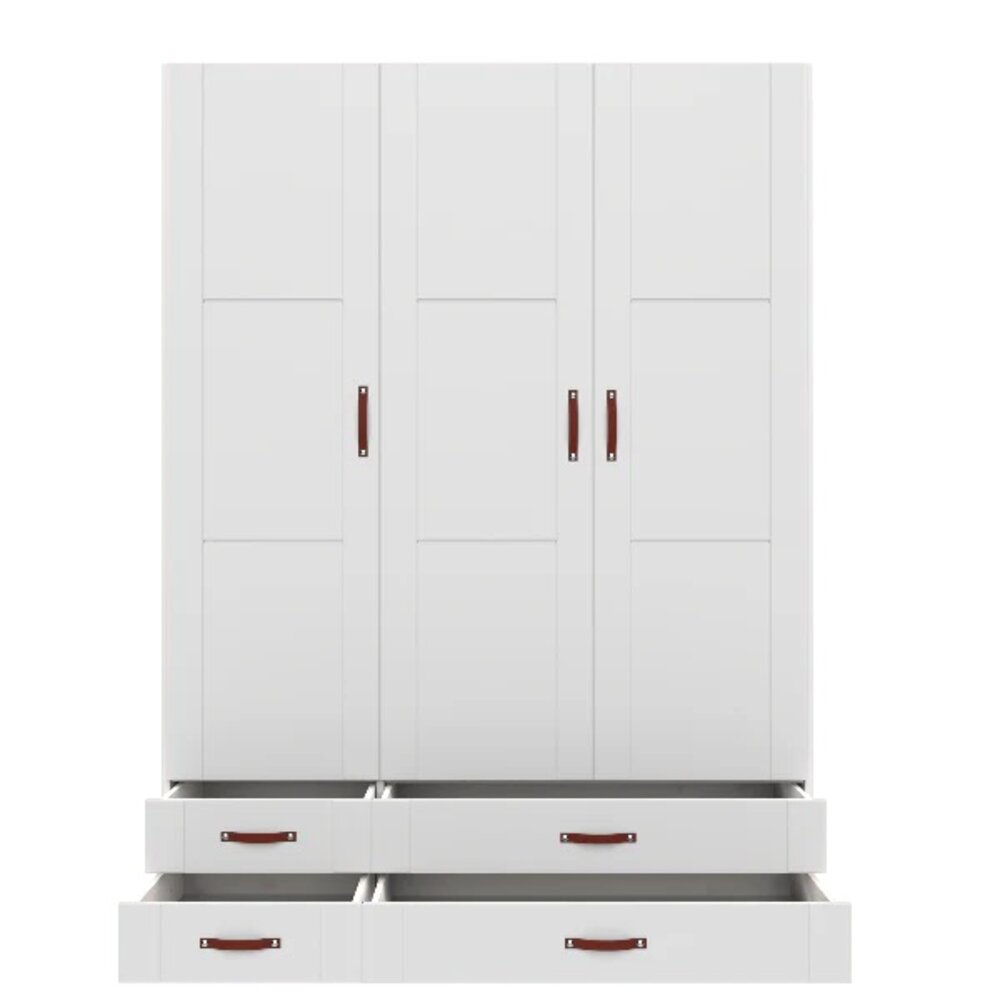 Kledingkast 150 CM/3 deuren + 4 laden/exclusief grepen White