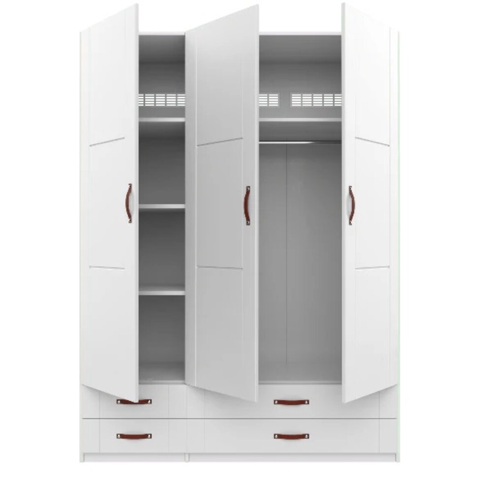 Kledingkast 150 CM/3 deuren + 4 laden/exclusief grepen White