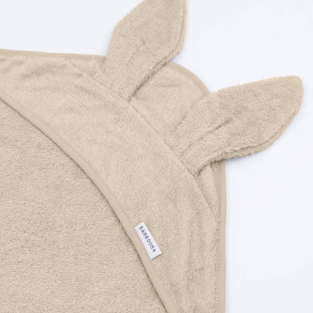 Badcape met oren + washand Almond
