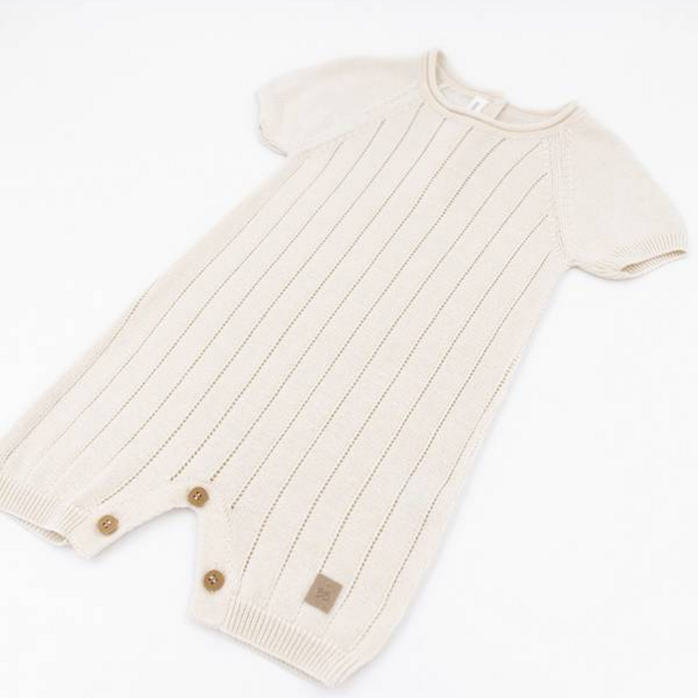 Babypakje zonder voetjes gestreept gebreid Bianco