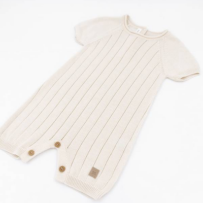 Babypakje zonder voetjes gestreept gebreid Bianco