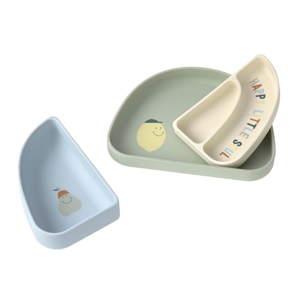 Silicone Section Dish Set 3 pcs Happy Fruits Lemon
