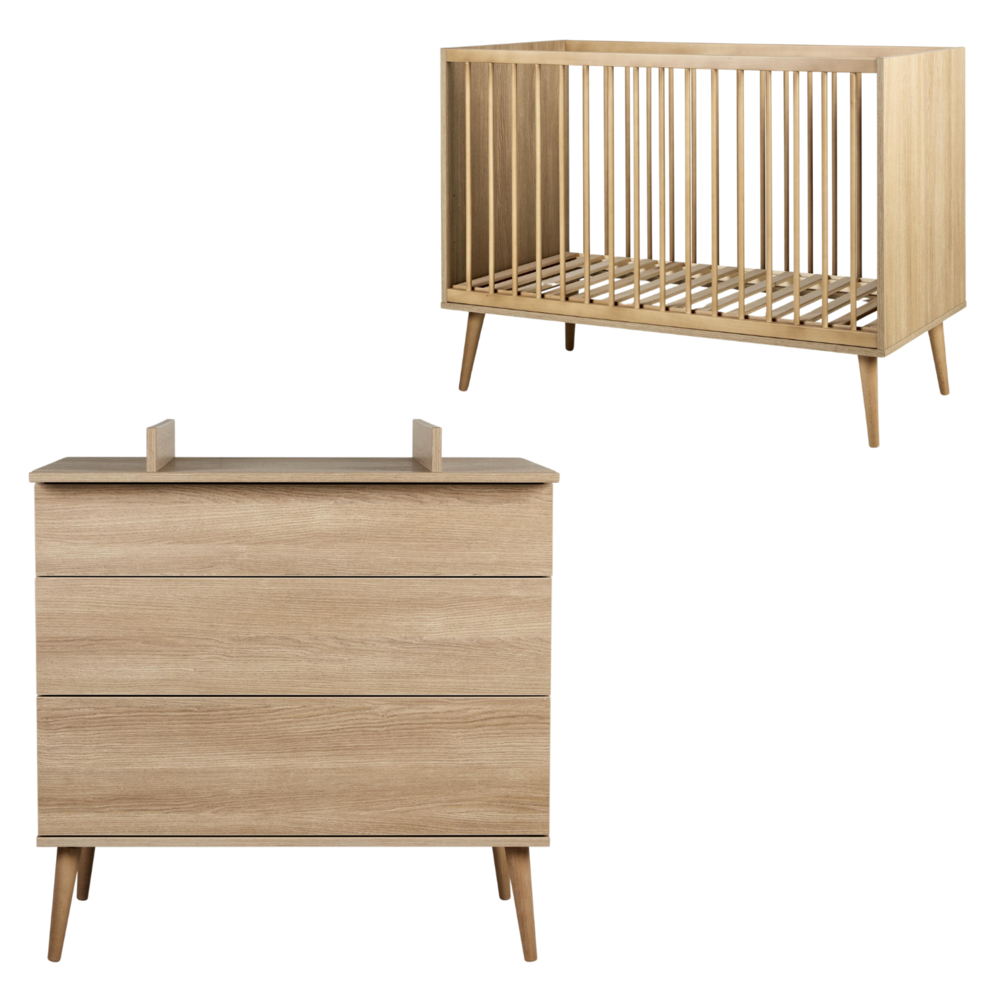 Flow Honey Ash 2-delige kamer (babybed 70x140+commode+extensie)