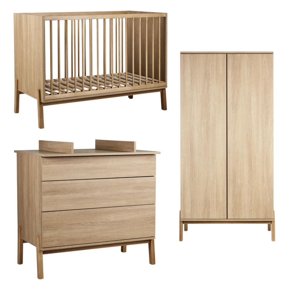 Ashi Honey Ash 3-delige kamer (babybed 70x140+commode+extensie+2-deurskast)