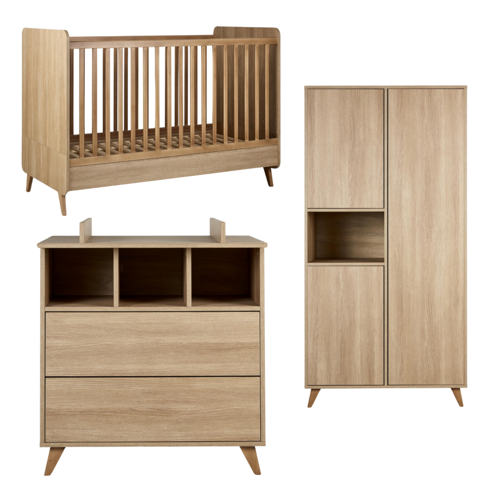 Loft Honey Ash 3-delige kamer (babybed 70x140+commode+extensie+2-deurskast)