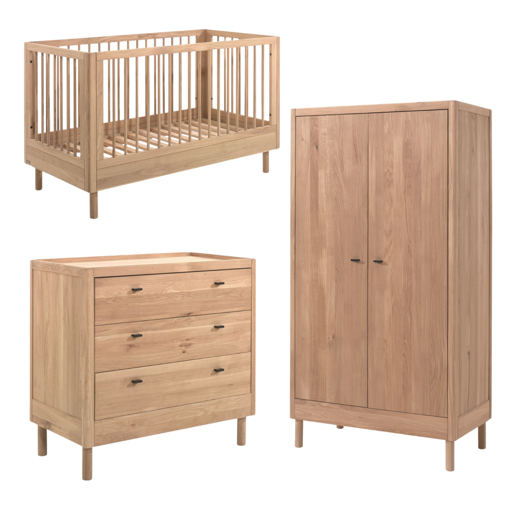 Forrest 3-delige kamer oak (babybed+commode+2-deurskast)