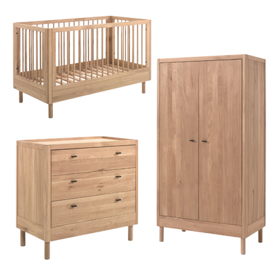 Forrest 3-delige kamer oak (babybed+commode+2-deurskast)