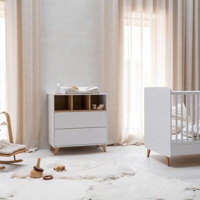 Loft White 3-delige kamer (babybed 70x140+commode+extensie+2-deurskast)