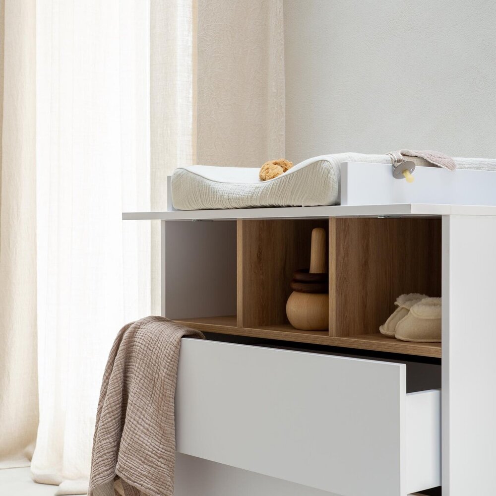 Loft White 3-delige kamer (babybed 70x140+commode+extensie+2-deurskast)