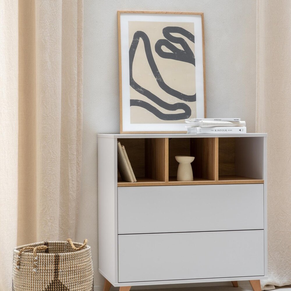 Loft White 3-delige kamer (babybed 70x140+commode+extensie+2-deurskast)