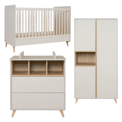 Loft Clay 3-delige kamer (babybed 70x140+commode+extensie+2-deurskast)