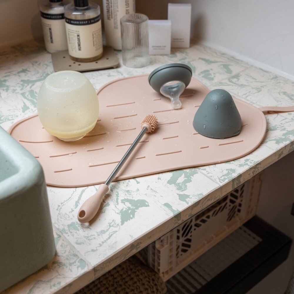 Yummy Clean Set - Afdruipmat & flessenborstel Blush