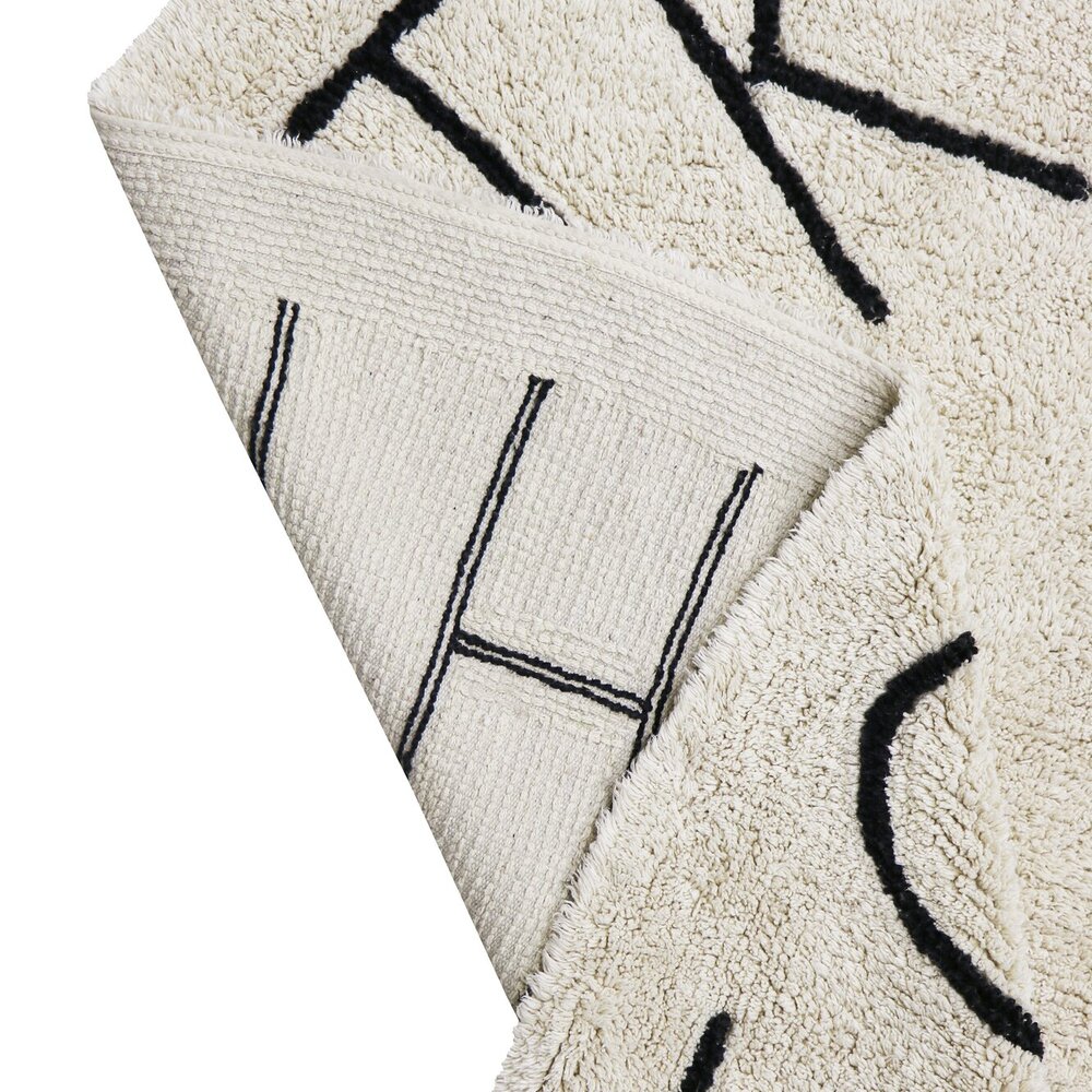 Wasbaar tapijt ABC - Ø 150 cm Natural - Black